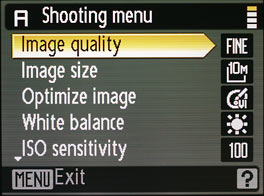 Nikon Coolpix P5000 - menu screenshot