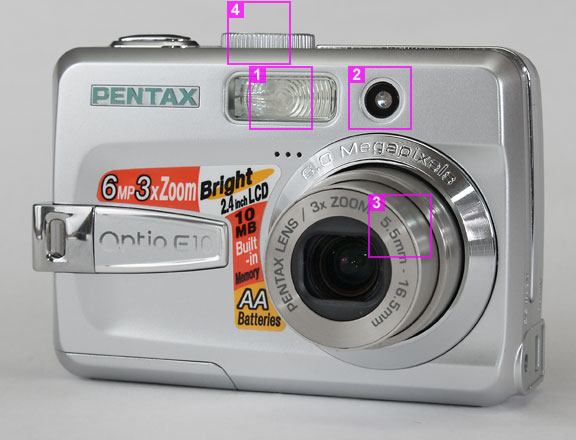 Pentax Optio E10 - front view