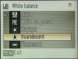 Nikon Coolpix S7c - menu white balance