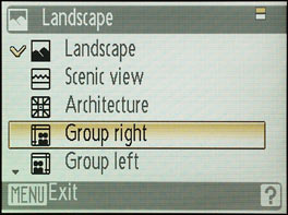Nikon Coolpix S7c - menu landscape