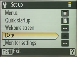 Nikon Coolpix S7c - setup menu 1