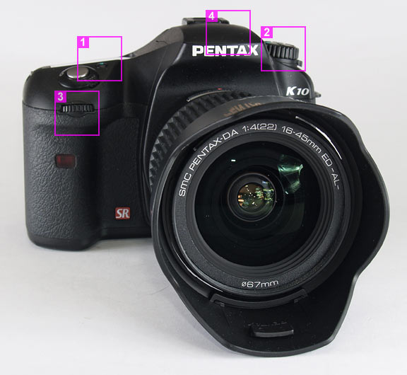 Pentax K10D - front view