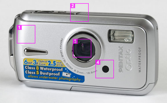 Pentax Optio W10 - front view